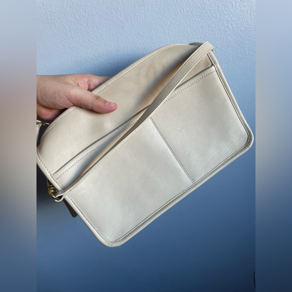 Coach Ivory Leather Bag with Gold Hardware